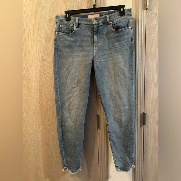 7 For All Mankind Luxe Vintage The Ankle Skinny in Flora Sz 32 Women’s Scalloped - Picture 2 of 11